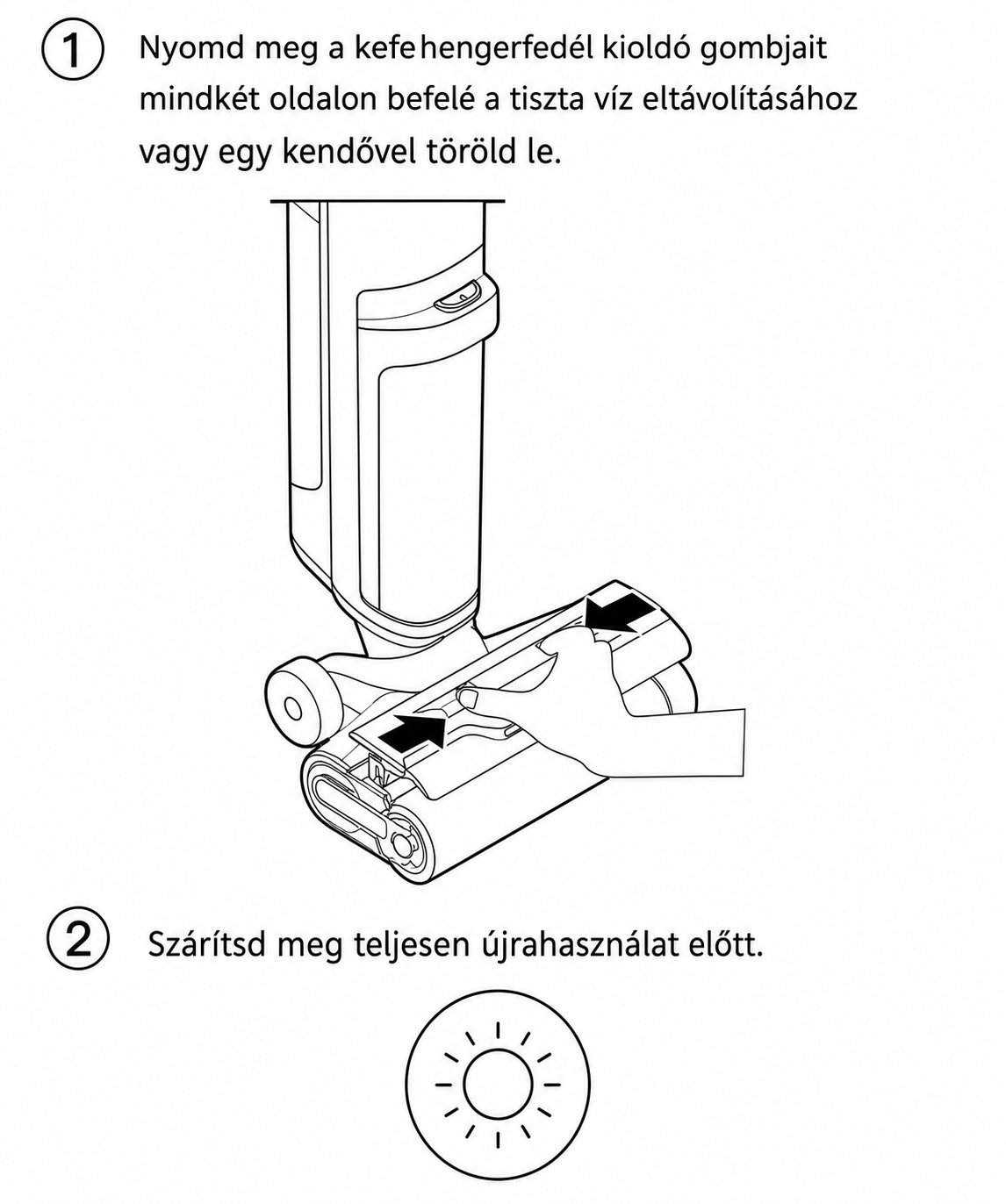 A kioldógombok megnyomása a fedél leemeléséhez